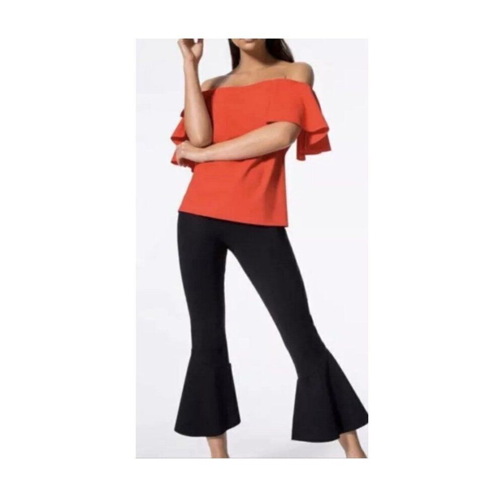 FB7 Carbon38 bell flare cropped pants Black Womens Size Small Made USA Pullon